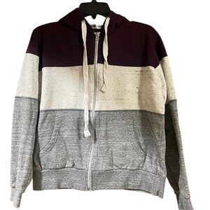 Womens Tri-Color Full Zip Hoodie, Size XL